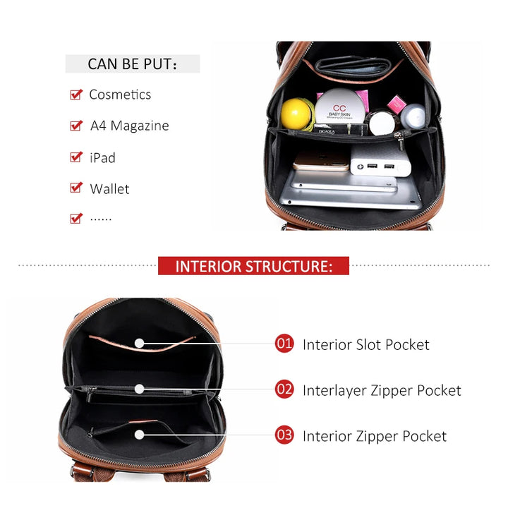 Vintage Leather Backpack for Women
