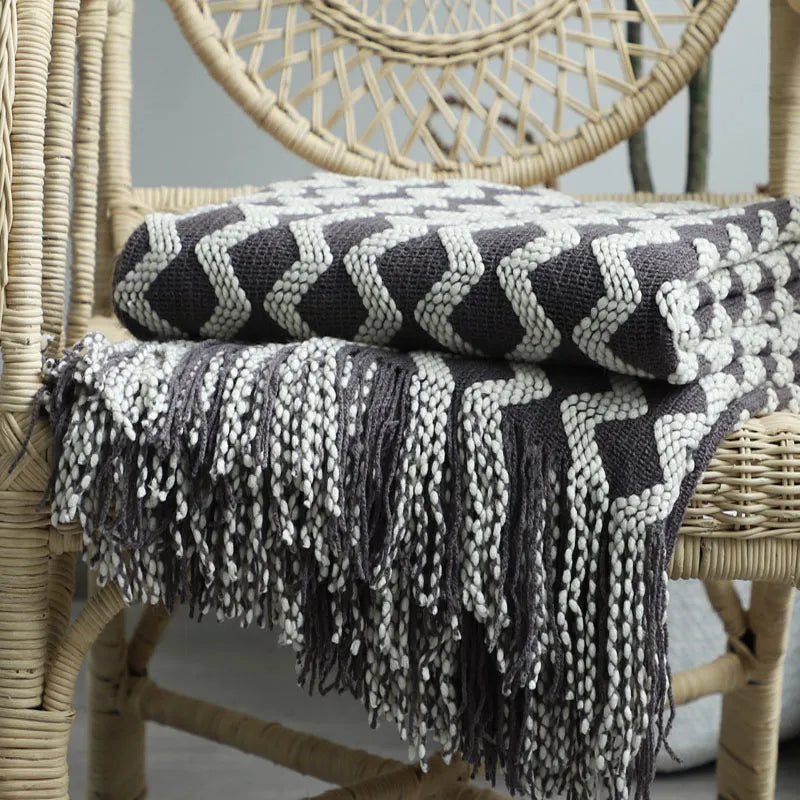 Nordic Knitted Decorative Bed Blanket