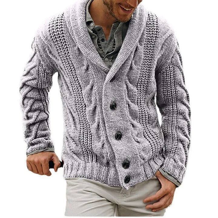 Mens Cable Knit Cardigan – Button Sweater - Polendo Design mens cable knit cardigan