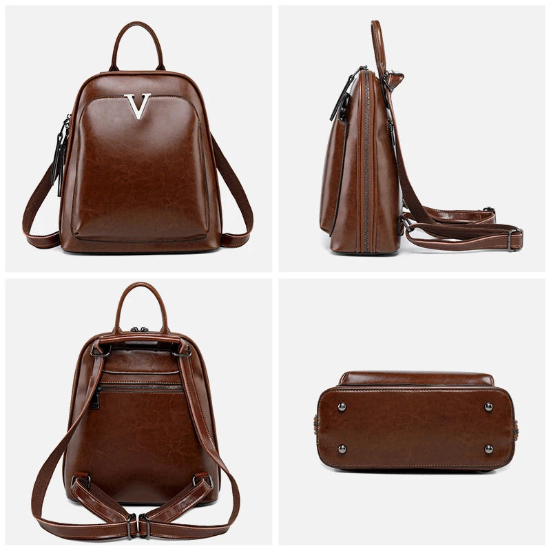 Vintage Leather Backpack for Women