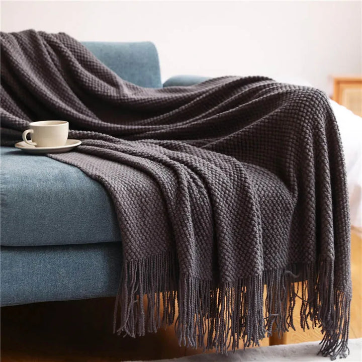 Nordic Knitted Decorative Bed Blanket