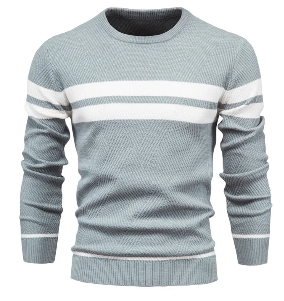 Mens Striped Pullover Sweater – Casual Knit - Polendo Design mens striped pullover sweater
