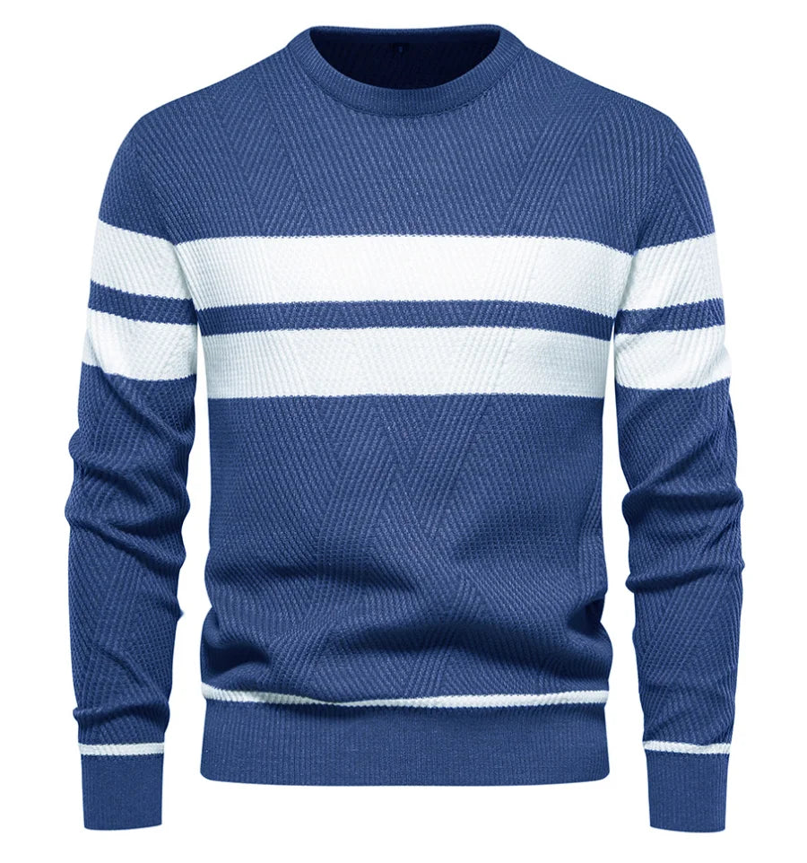 Mens Striped Pullover Sweater – Casual Knit - Polendo Design mens striped pullover sweater