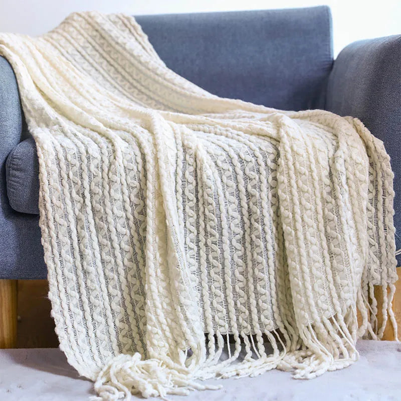 Nordic Knitted Decorative Bed Blanket