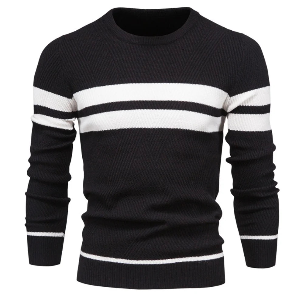 Mens Striped Pullover Sweater – Casual Knit - Polendo Design mens striped pullover sweater