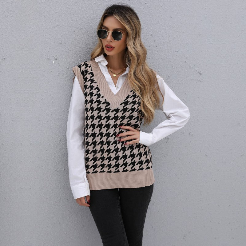 Womens V Neck Sweater Vest – Casual Knit - Polendo Design womens v neck sweater vest