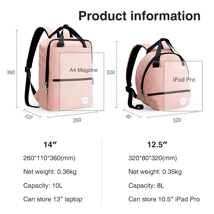 Square Round Pink Backpack Leisure School Travel Bag