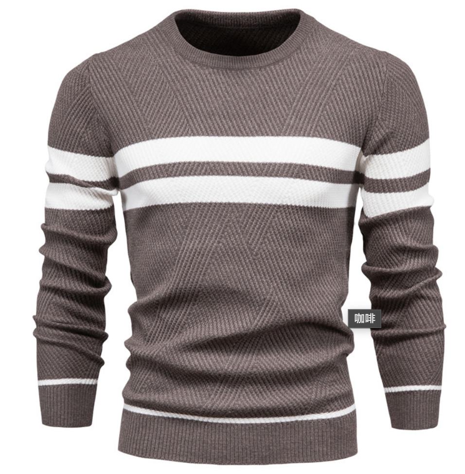 Mens Striped Pullover Sweater – Casual Knit - Polendo Design mens striped pullover sweater
