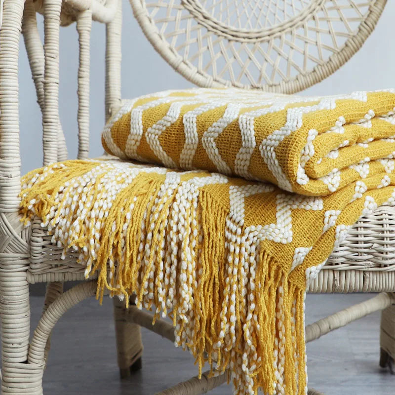 Nordic Knitted Decorative Bed Blanket