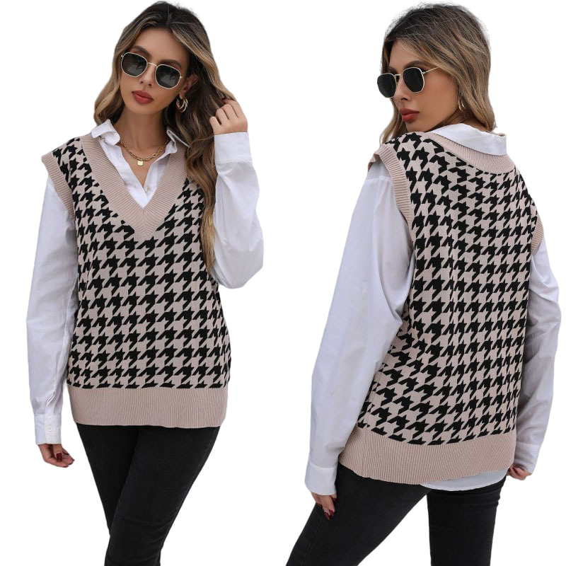 Womens V Neck Sweater Vest – Casual Knit - Polendo Design womens v neck sweater vest