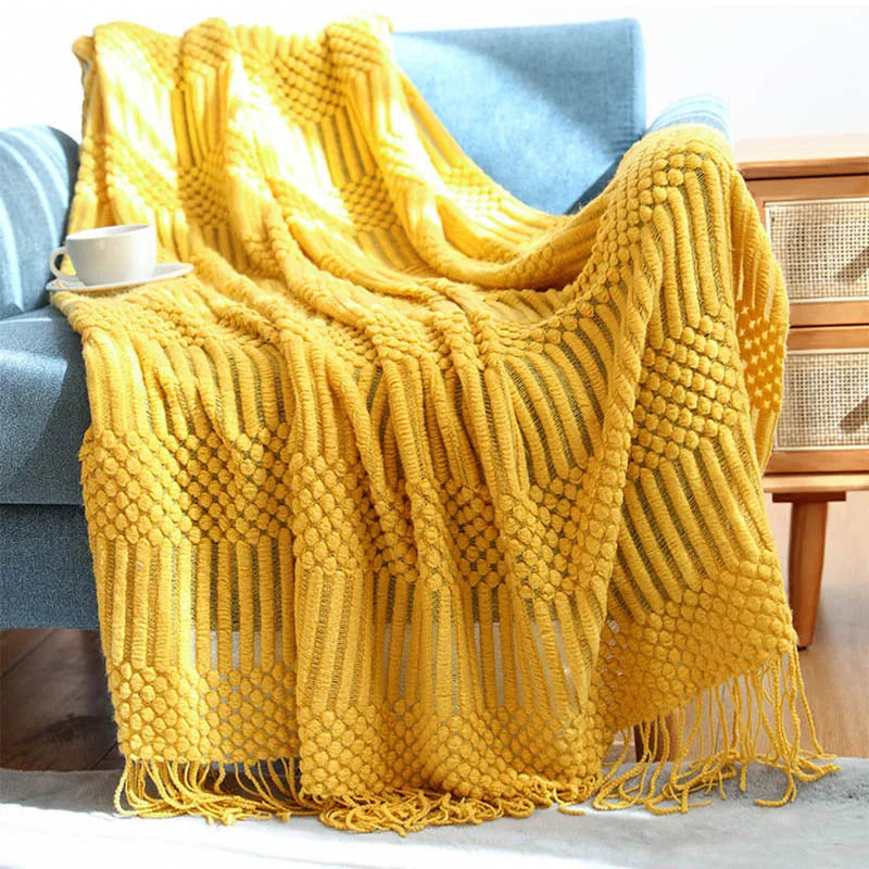 Nordic Knitted Decorative Bed Blanket