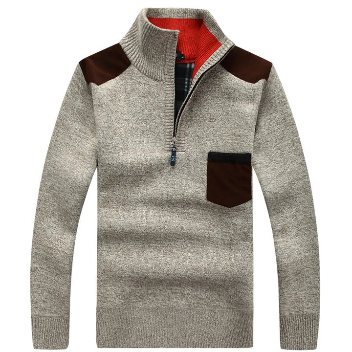 Men Quarter Zip Knitted Pullover Sweater - Polendo Design