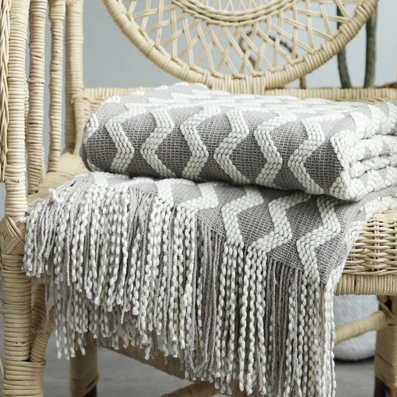Nordic Knitted Decorative Bed Blanket