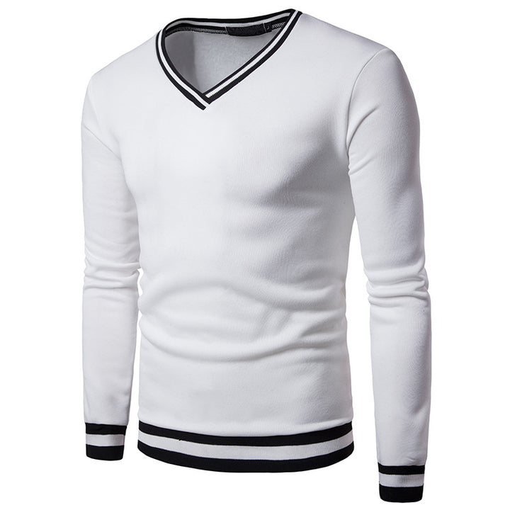 Spring Mens High Quality Long Sleeve Stitching V-Neck Sweater - Polendo Design mens v neck sweater