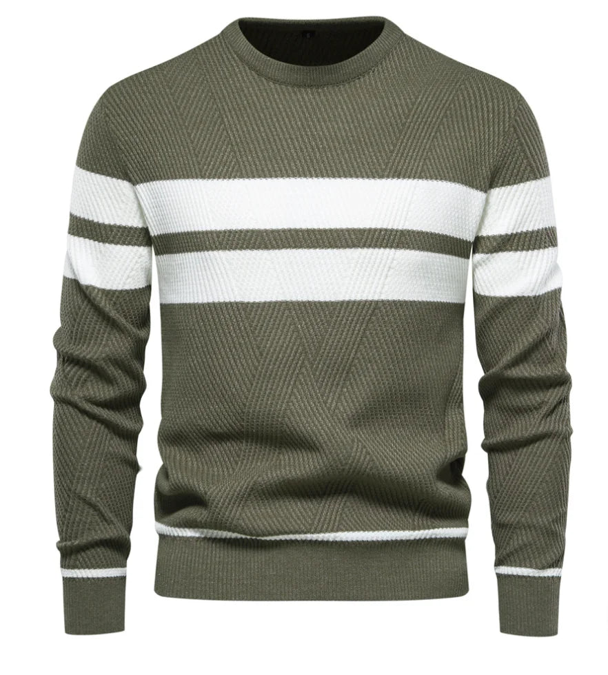 Mens Striped Pullover Sweater – Casual Knit - Polendo Design mens striped pullover sweater