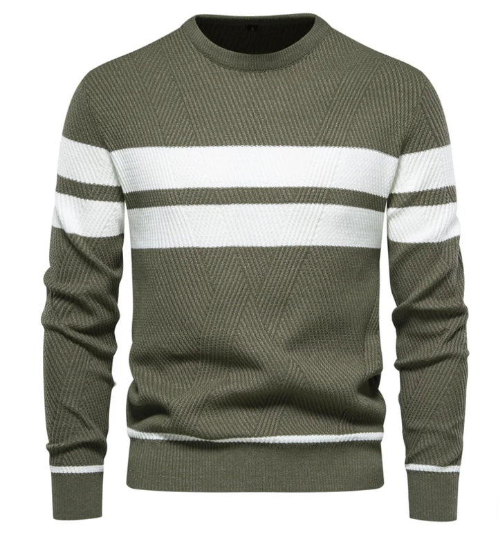 Mens Striped Pullover Sweater – Casual Knit - Polendo Design mens striped pullover sweater