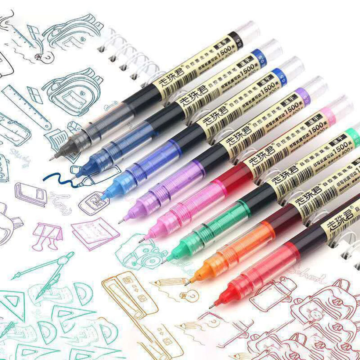 8-Color Liquid Gel Pen Set – 0.5mm Rollerball Pens for School &amp; Office - Polendo Design 8 color gel pen set