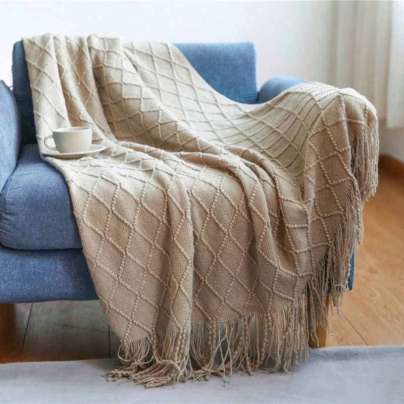 Nordic Knitted Decorative Bed Blanket