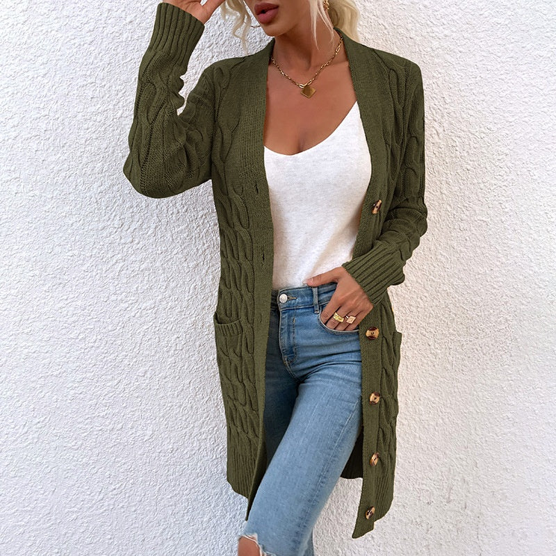 Chunky Cable Knit Cardigan for Women - Polendo Design