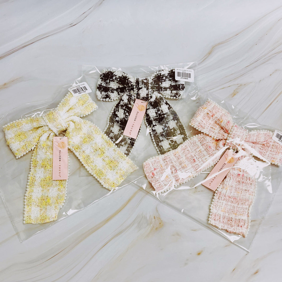 Luxury Soft Tweed Bow Hair Accessory