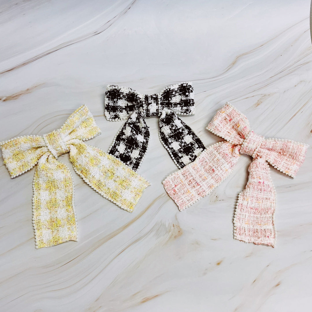 Luxury Soft Tweed Bow Hair Accessory
