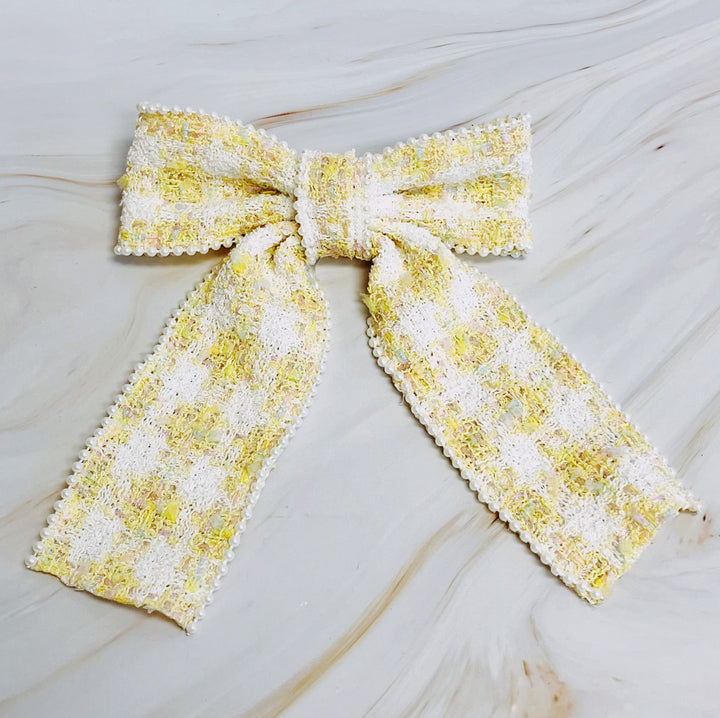 Luxury Soft Tweed Bow Hair Accessory
