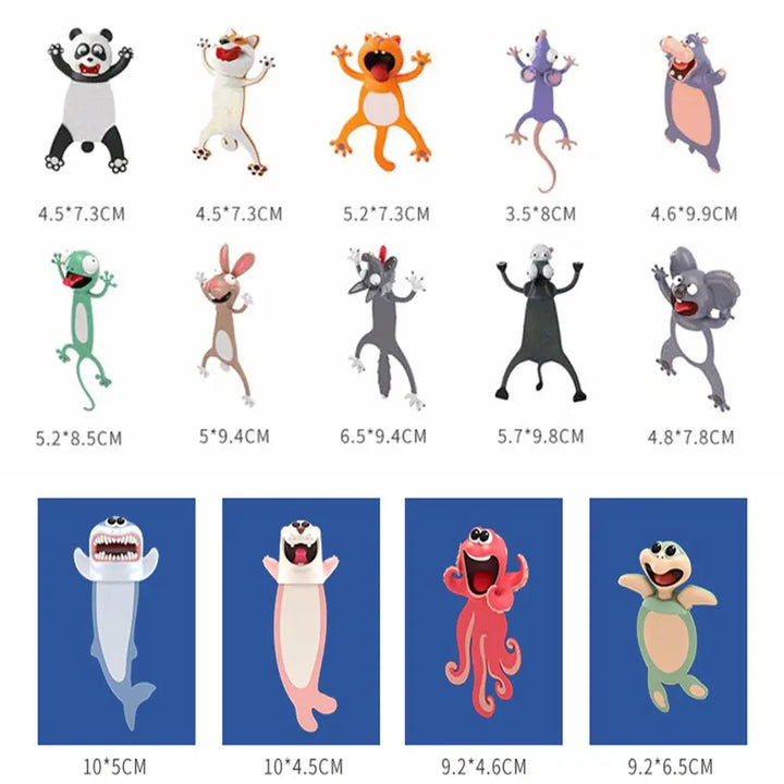 Cartoon Animal Bookmarks Set – Ocean Series - Polendo Design cartoon animal bookmarks