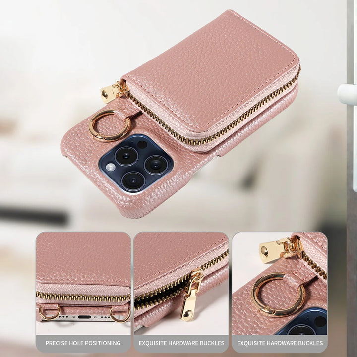 Leather Crossbody Wallet Phone Case for iPhone - Polendo Design
