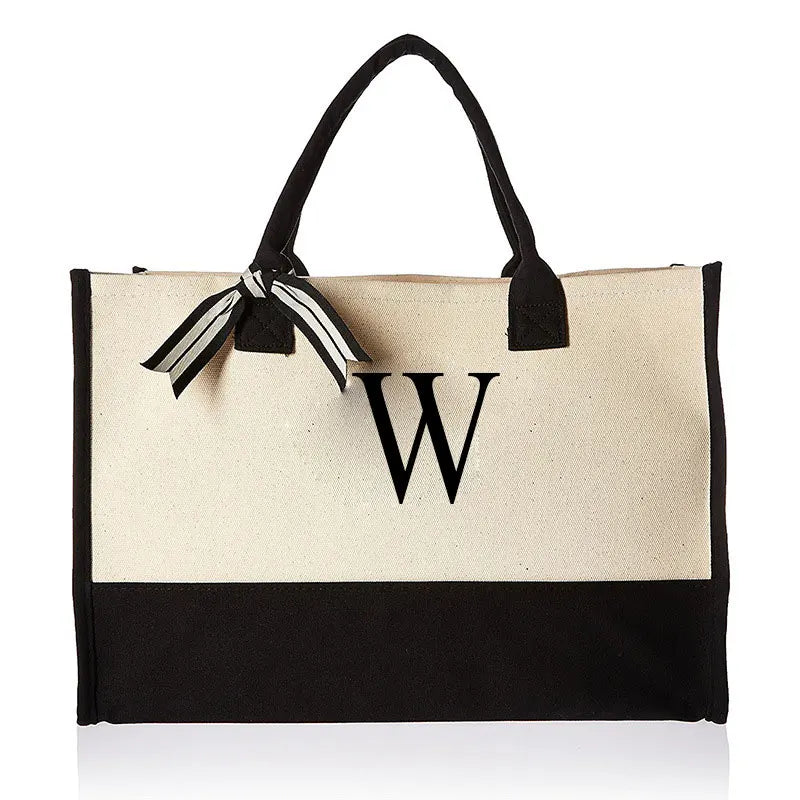 Canvas Tote Bag for Women – Letter Design - Polendo Design canvas tote bag for women