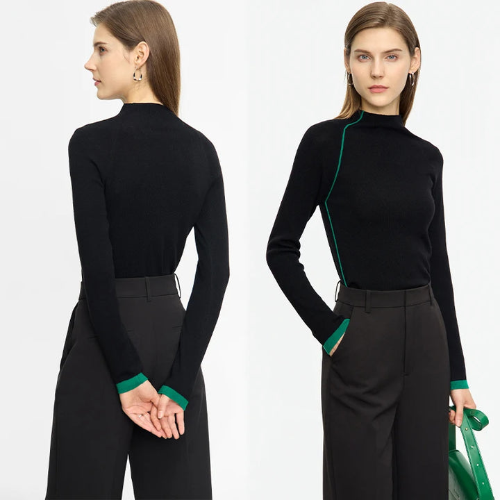 Women’s Simple Knit Long Sleeve Pullover – Slim Fit Casual Sweater