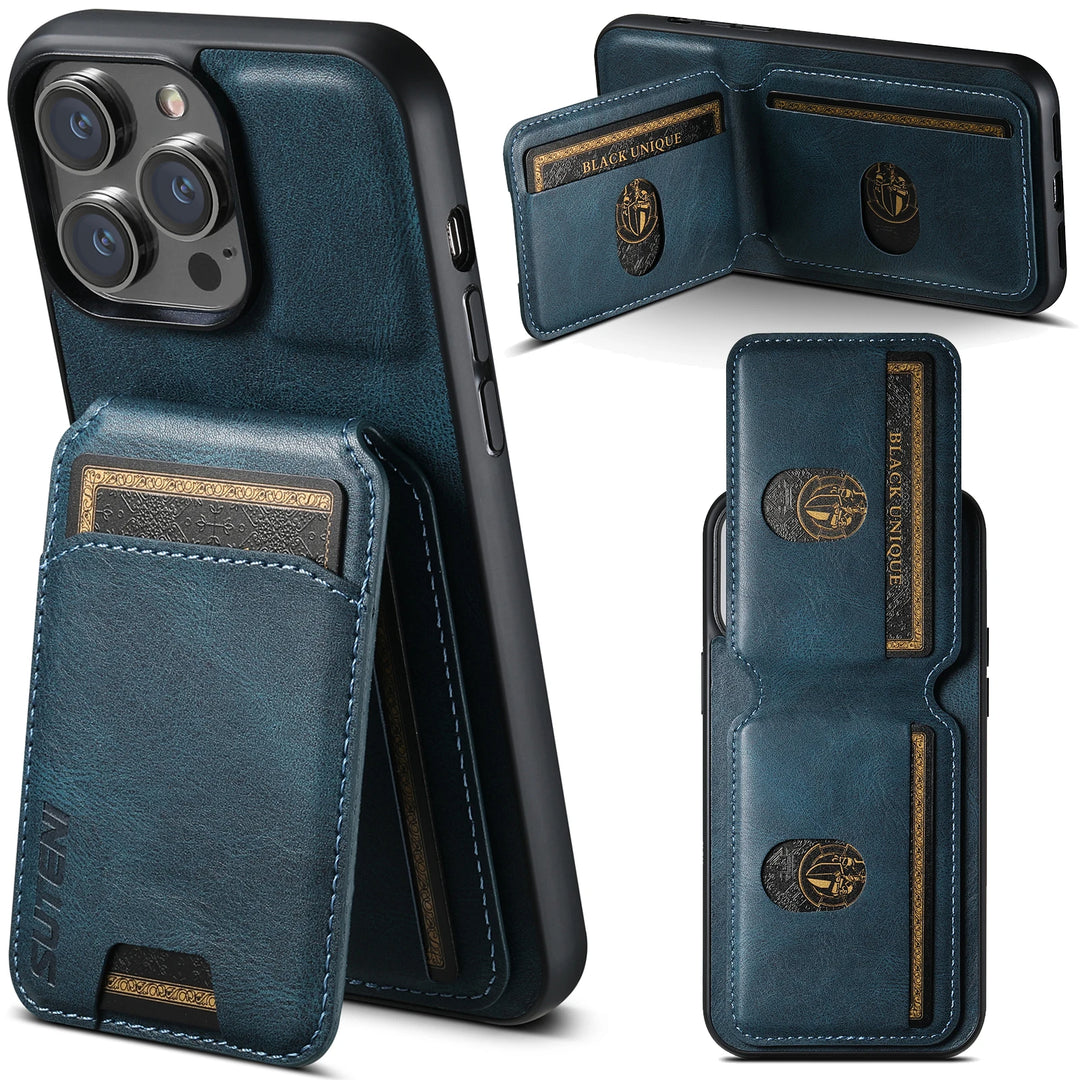 Magnetic Leather Phone Wallet Case Cover for iPhone - Polendo Design