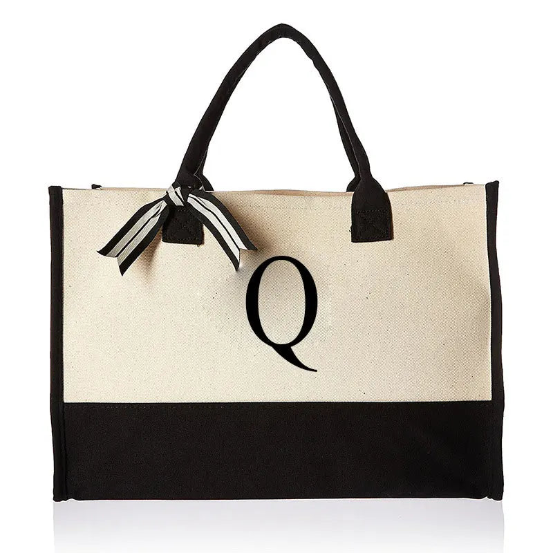 Canvas Tote Bag for Women – Letter Design - Polendo Design canvas tote bag for women