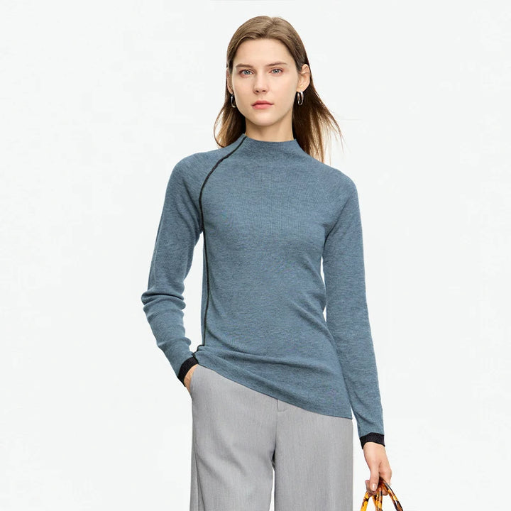 Women’s Simple Knit Long Sleeve Pullover – Slim Fit Casual Sweater
