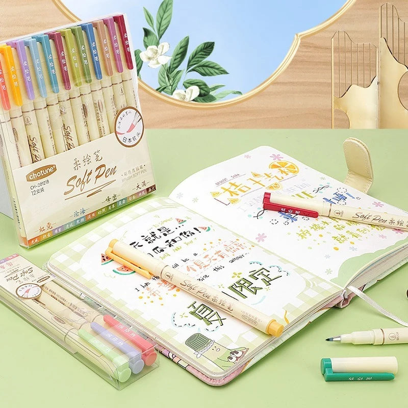 24 Color Calligraphy Brush Marker Set - Polendo Design