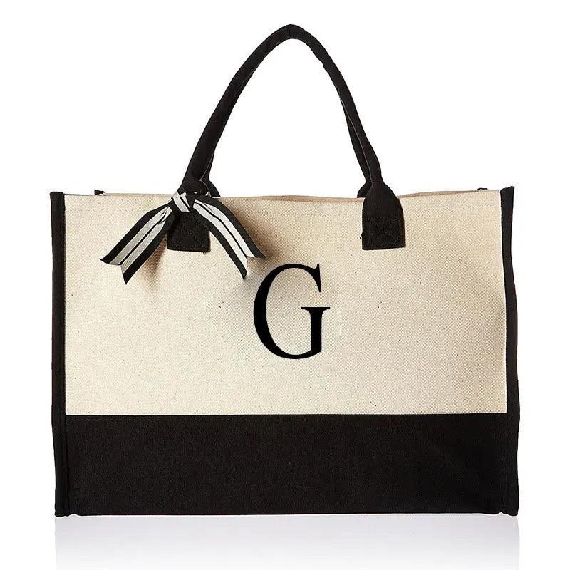 Canvas Tote Bag for Women – Letter Design - Polendo Design canvas tote bag for women