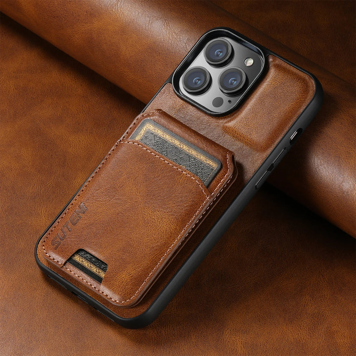 Magnetic Leather Phone Wallet Case Cover for iPhone - Polendo Design