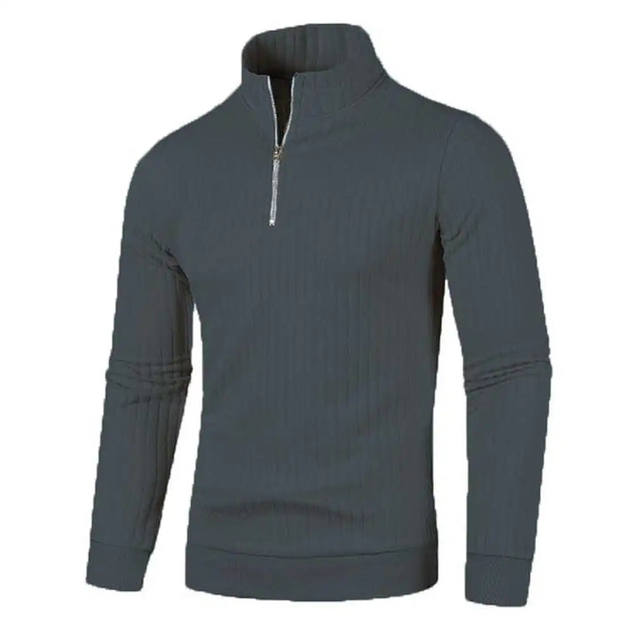Men Semi Turtleneck Half Zip Knit Sweater