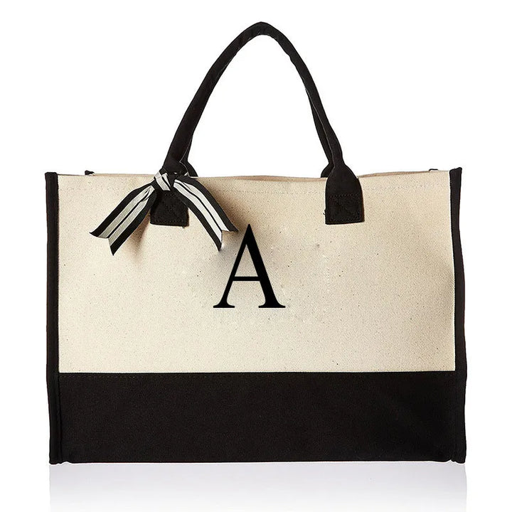 Canvas Tote Bag for Women – Letter Design - Polendo Design canvas tote bag for women