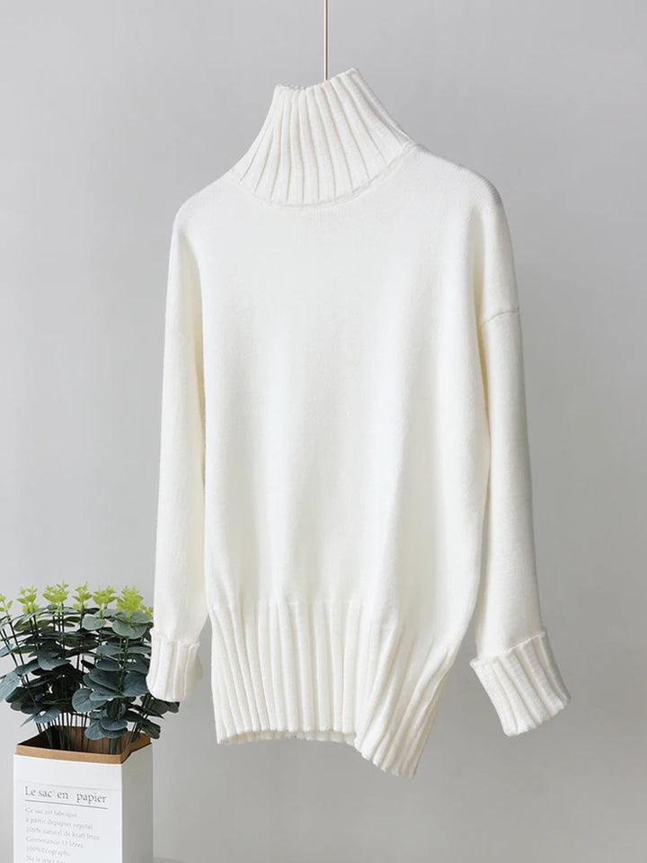 Oversized Knitted Turtleneck Pullover For Women