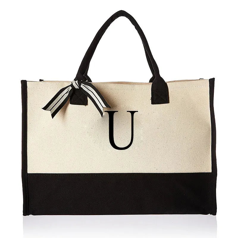 Canvas Tote Bag for Women – Letter Design - Polendo Design canvas tote bag for women