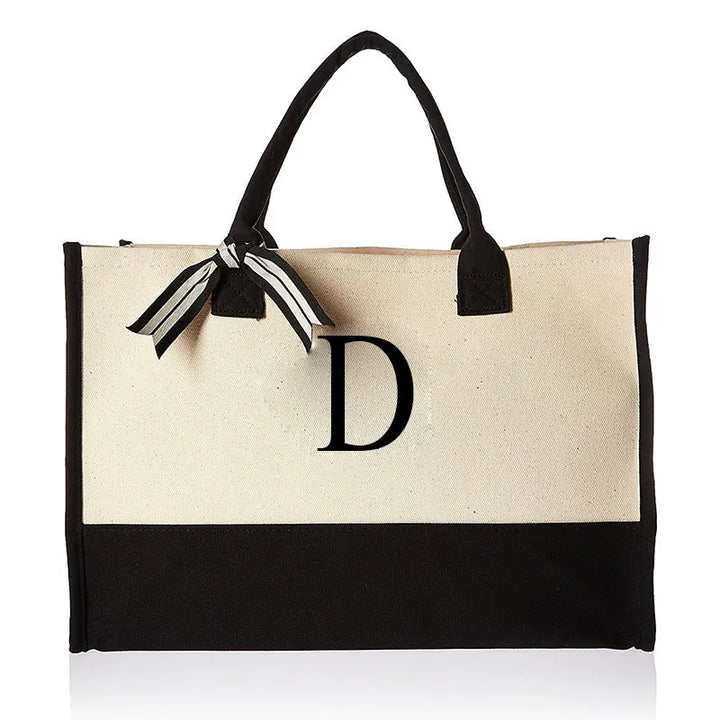 Canvas Tote Bag for Women – Letter Design - Polendo Design canvas tote bag for women