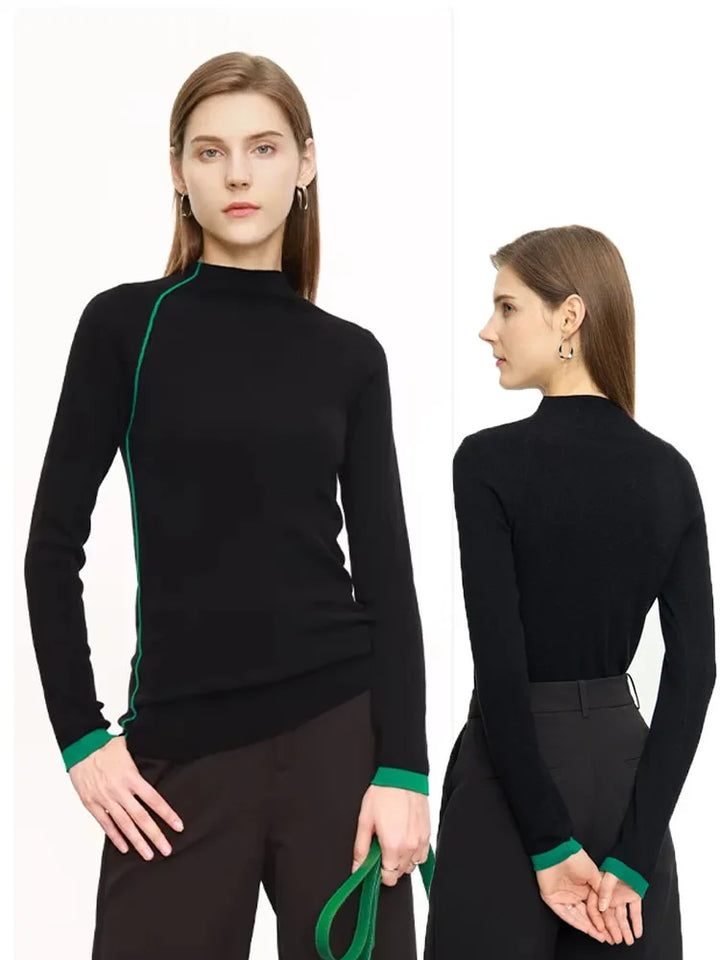 Women’s Simple Knit Long Sleeve Pullover – Slim Fit Casual Sweater