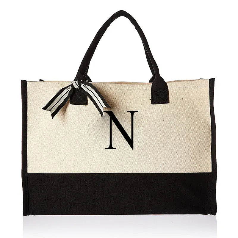 Canvas Tote Bag for Women – Letter Design - Polendo Design canvas tote bag for women