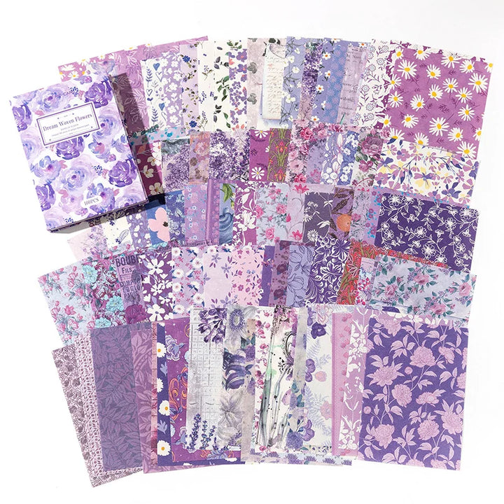 100 Pcs Vintage Background Paper Floral Paper DIY Set