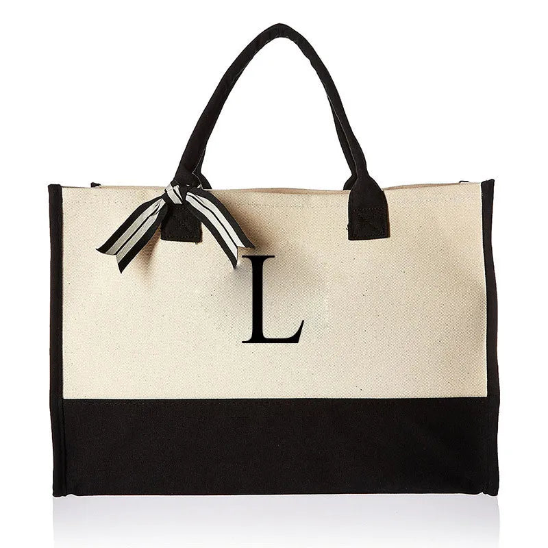 Canvas Tote Bag for Women – Letter Design - Polendo Design canvas tote bag for women