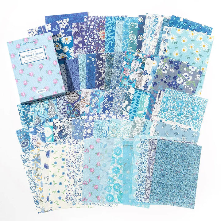 100 Pcs Vintage Background Paper Floral Paper DIY Set