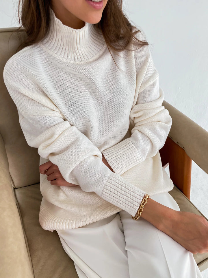 Oversized Knitted Turtleneck Pullover For Women
