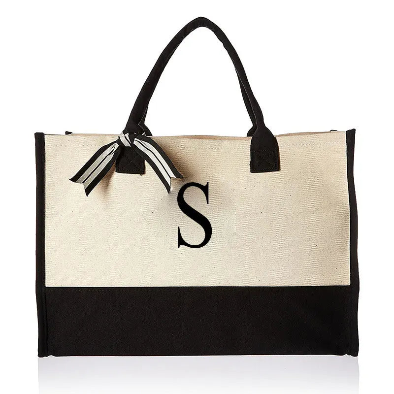 Canvas Tote Bag for Women – Letter Design - Polendo Design canvas tote bag for women