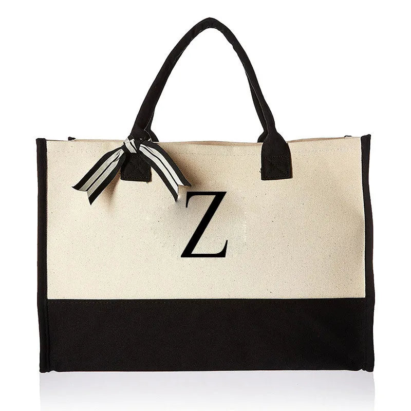 Canvas Tote Bag for Women – Letter Design - Polendo Design canvas tote bag for women