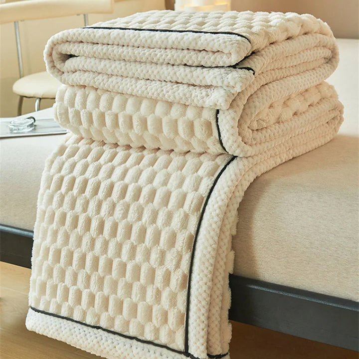 Plaid Coral Fleece Warm Blanket